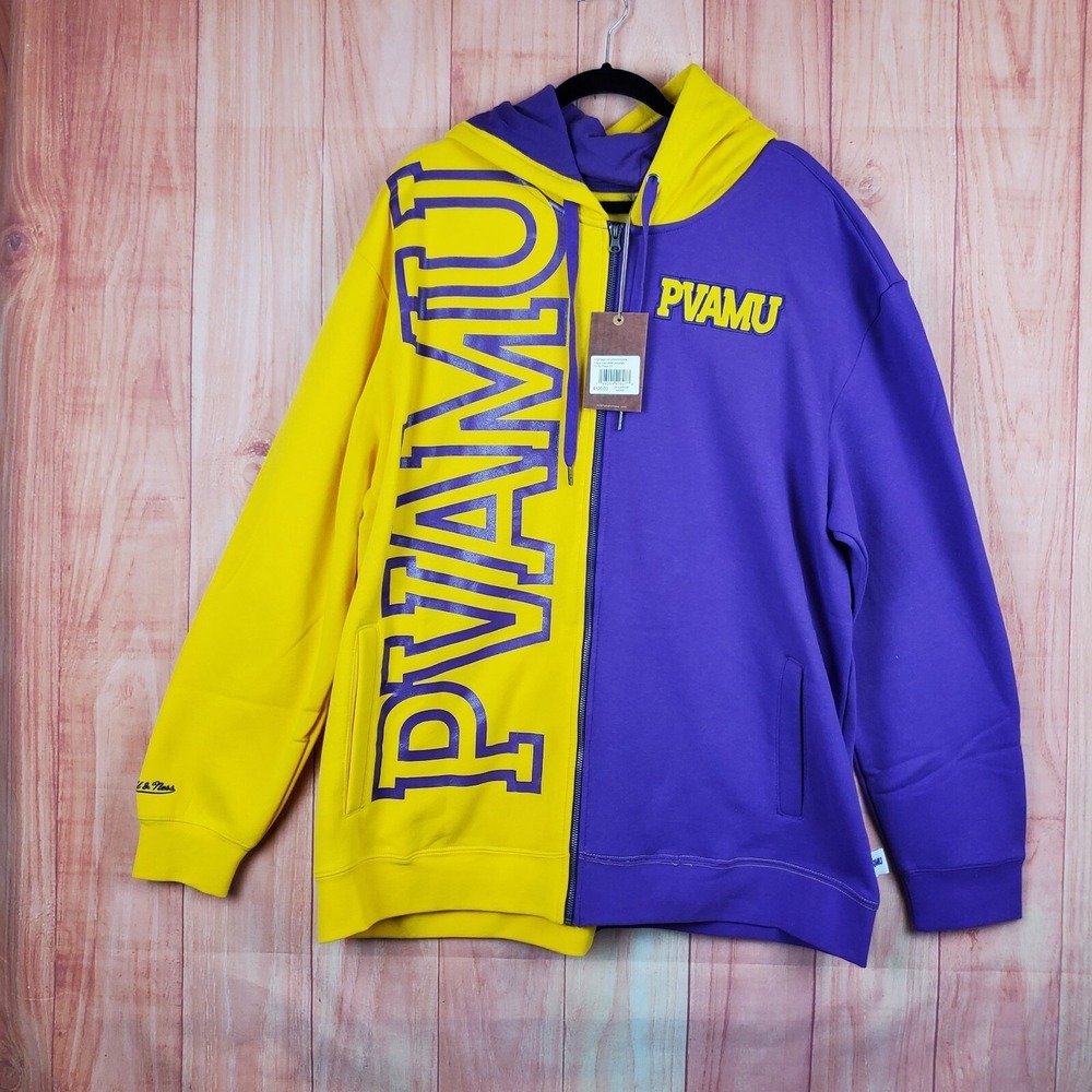 Mitchell & Ness Hoodie Mens 3XL Purple Yellow Full Zip Prairie View A&M Panthers